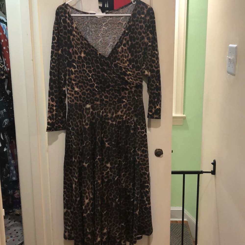 Leopard print faux wrap dress from unique vintage